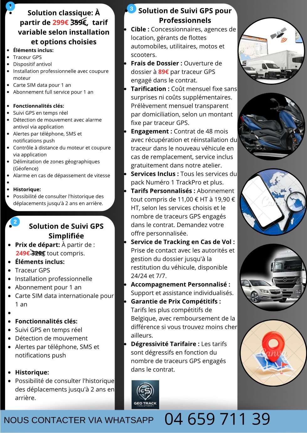 Flyer Géo Track Solution — détail des formules